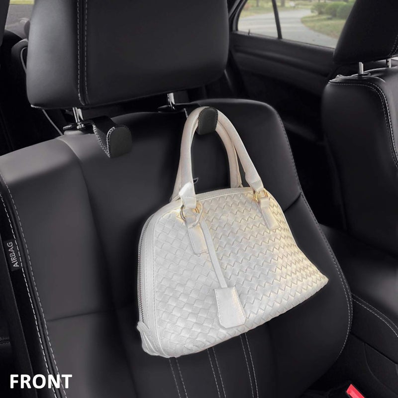 AMVOYOA Headrest Hooks for Car  Back Seat Organizer Gray Leather Hanger Holder Hook  for Hanging Purses and Bags and Coats  Pack of 2 - Image 3